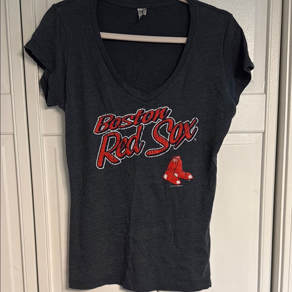 5th & Ocean Blue Red Sox Fitted Short Sleeve Tee